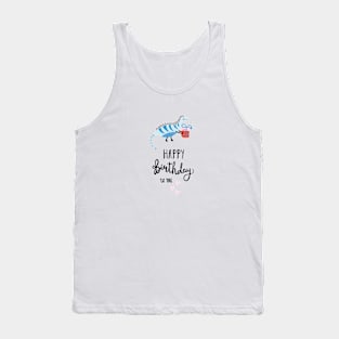 Birthday congratulations with lettering and dinosaur Tank Top